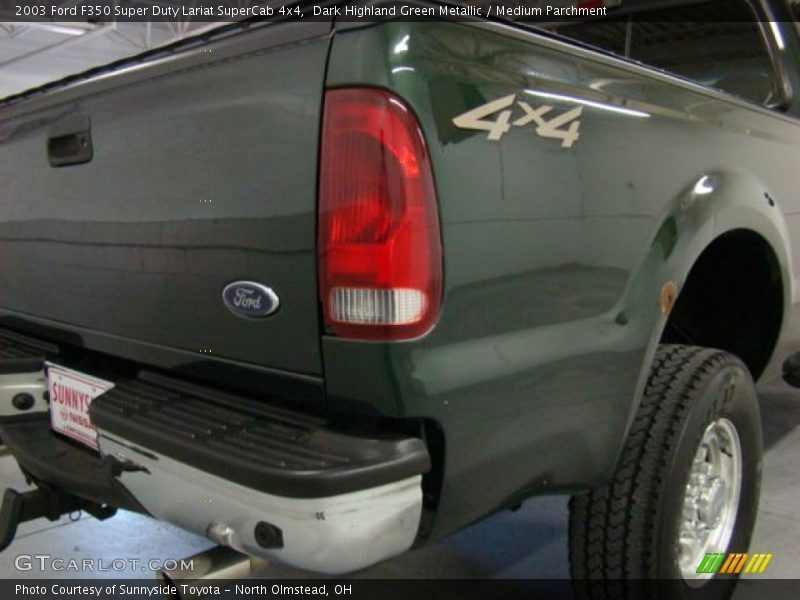 Dark Highland Green Metallic / Medium Parchment 2003 Ford F350 Super Duty Lariat SuperCab 4x4