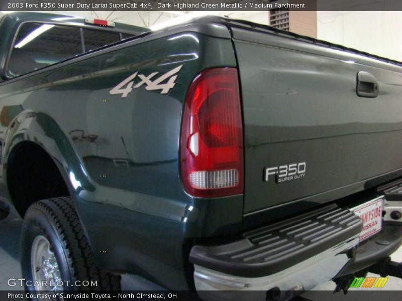 Dark Highland Green Metallic / Medium Parchment 2003 Ford F350 Super Duty Lariat SuperCab 4x4
