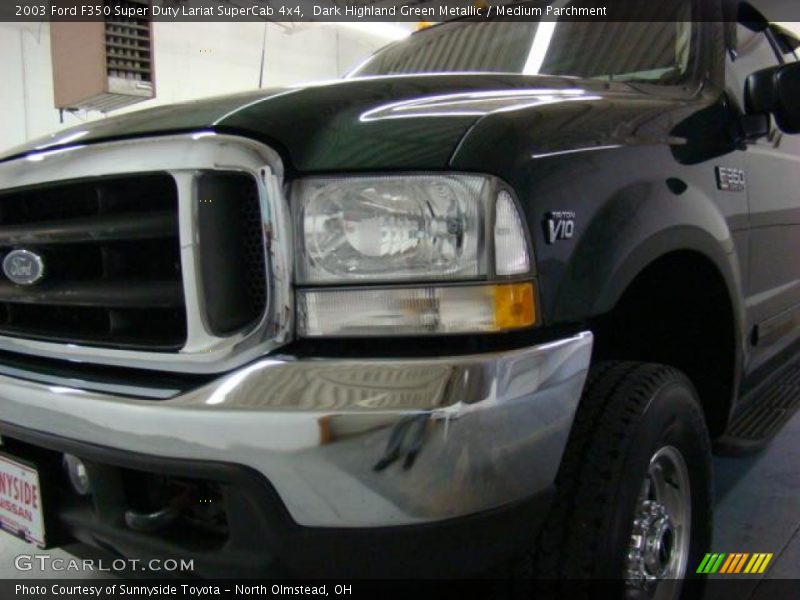 Dark Highland Green Metallic / Medium Parchment 2003 Ford F350 Super Duty Lariat SuperCab 4x4