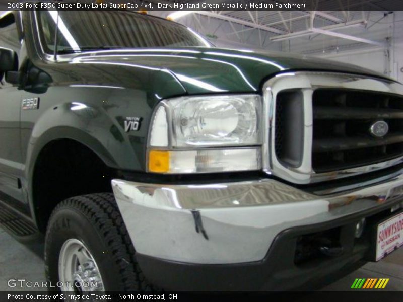 Dark Highland Green Metallic / Medium Parchment 2003 Ford F350 Super Duty Lariat SuperCab 4x4