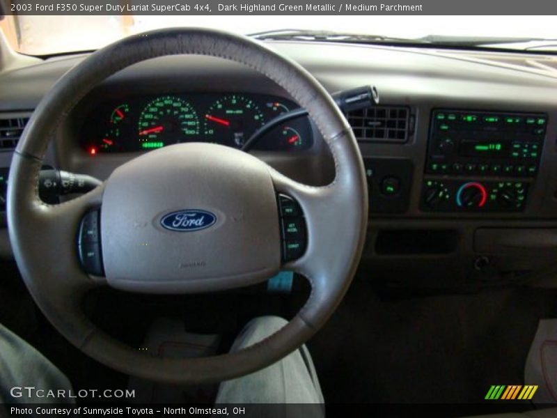 Dark Highland Green Metallic / Medium Parchment 2003 Ford F350 Super Duty Lariat SuperCab 4x4