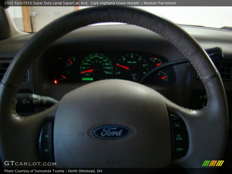 Dark Highland Green Metallic / Medium Parchment 2003 Ford F350 Super Duty Lariat SuperCab 4x4