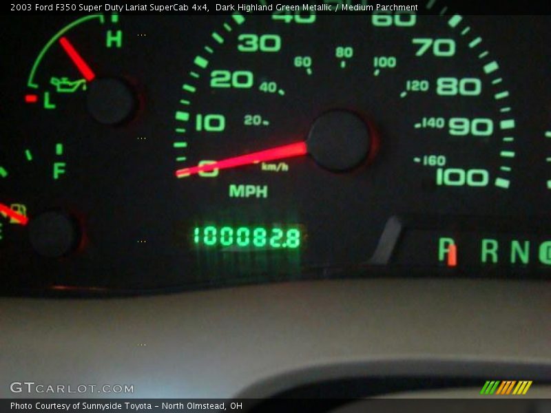 Dark Highland Green Metallic / Medium Parchment 2003 Ford F350 Super Duty Lariat SuperCab 4x4