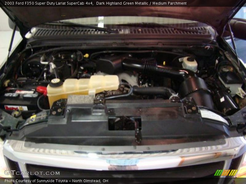 Dark Highland Green Metallic / Medium Parchment 2003 Ford F350 Super Duty Lariat SuperCab 4x4