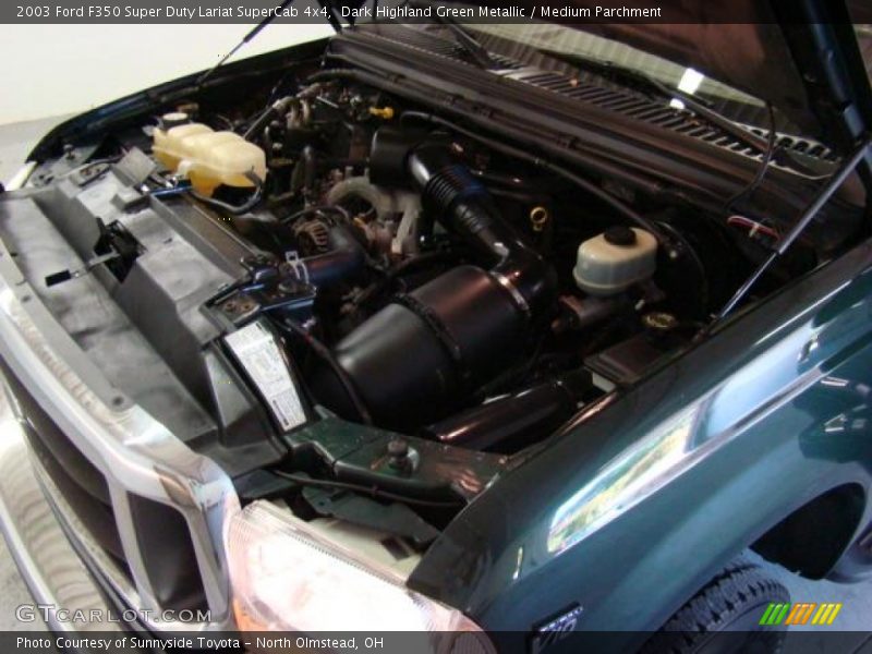 Dark Highland Green Metallic / Medium Parchment 2003 Ford F350 Super Duty Lariat SuperCab 4x4