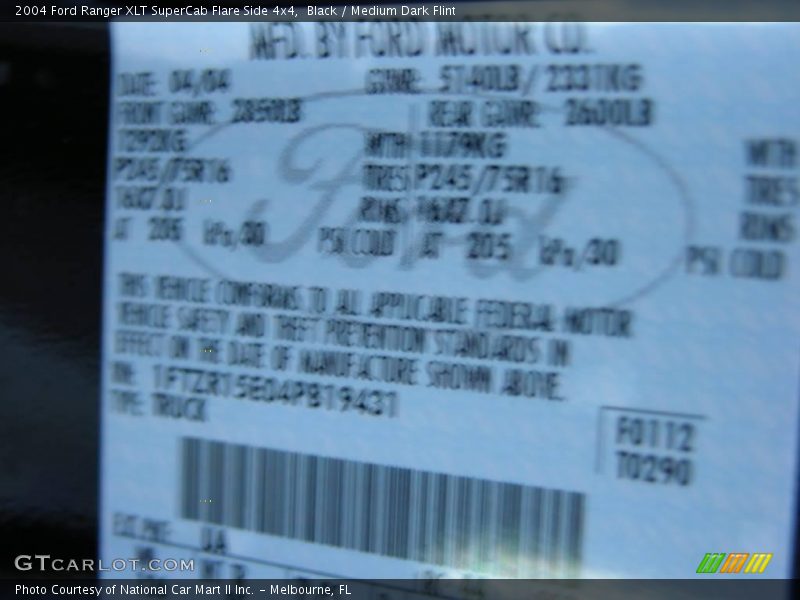Black / Medium Dark Flint 2004 Ford Ranger XLT SuperCab Flare Side 4x4