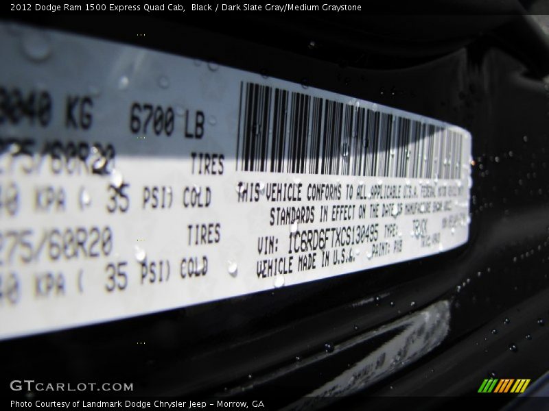 Black / Dark Slate Gray/Medium Graystone 2012 Dodge Ram 1500 Express Quad Cab