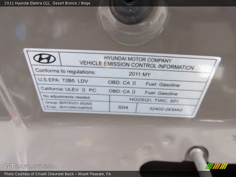 Desert Bronze / Beige 2011 Hyundai Elantra GLS
