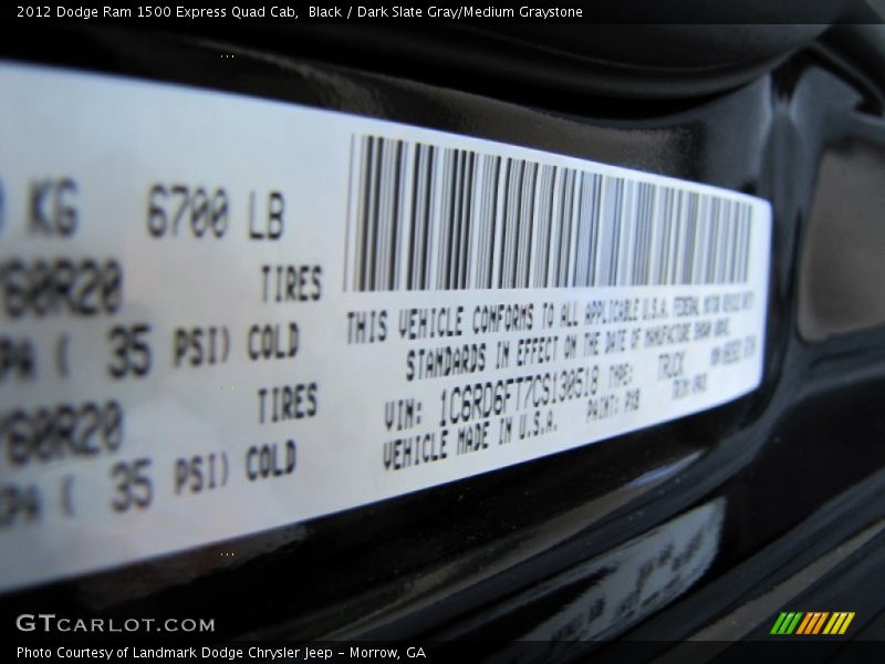 Black / Dark Slate Gray/Medium Graystone 2012 Dodge Ram 1500 Express Quad Cab