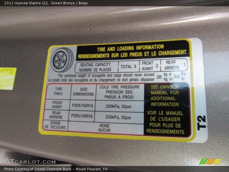 Desert Bronze / Beige 2011 Hyundai Elantra GLS