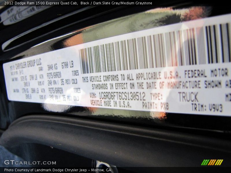 Black / Dark Slate Gray/Medium Graystone 2012 Dodge Ram 1500 Express Quad Cab