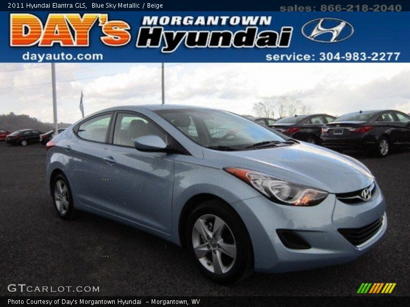 Blue Sky Metallic / Beige 2011 Hyundai Elantra GLS