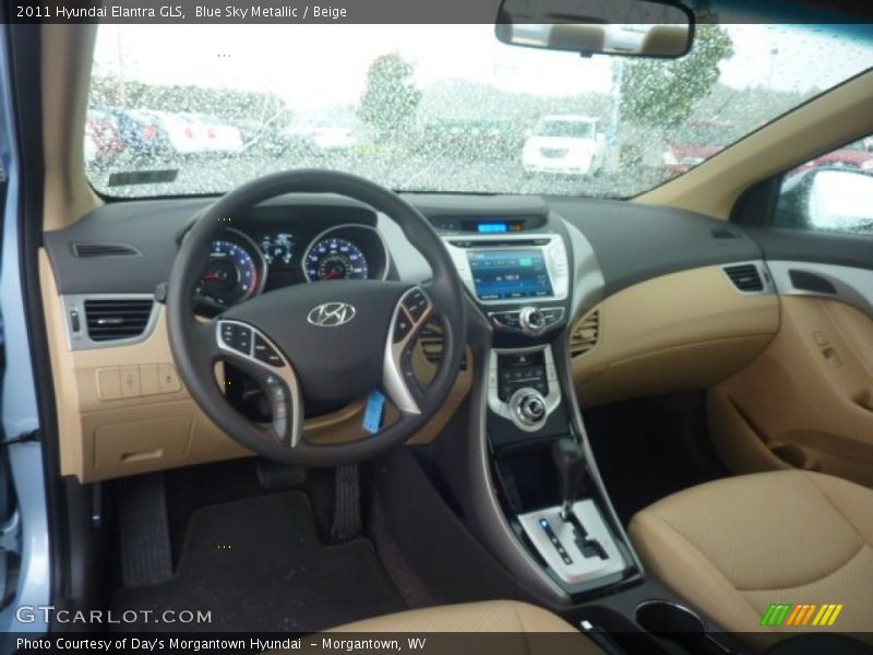 Blue Sky Metallic / Beige 2011 Hyundai Elantra GLS