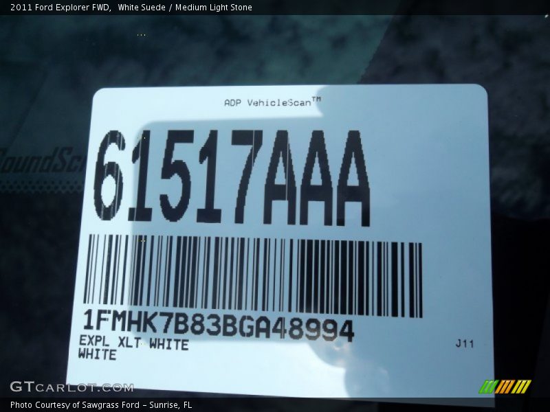White Suede / Medium Light Stone 2011 Ford Explorer FWD