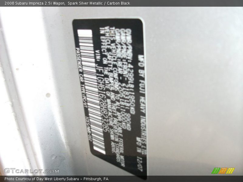 Spark Silver Metallic / Carbon Black 2008 Subaru Impreza 2.5i Wagon