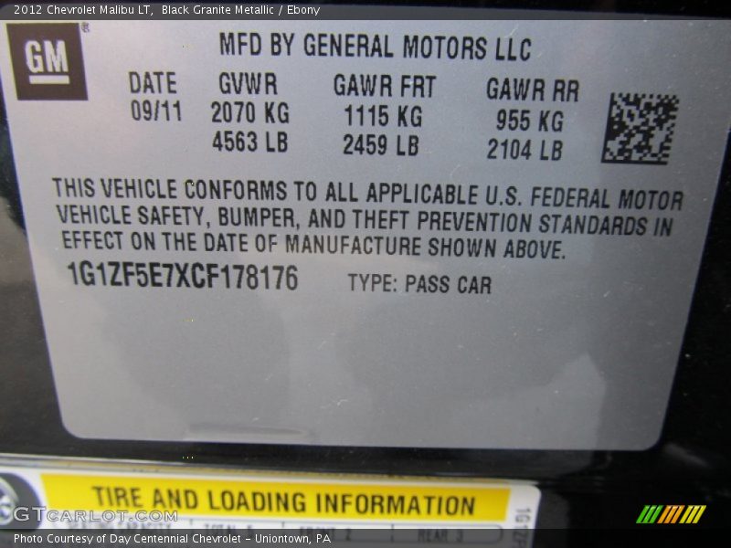 Black Granite Metallic / Ebony 2012 Chevrolet Malibu LT