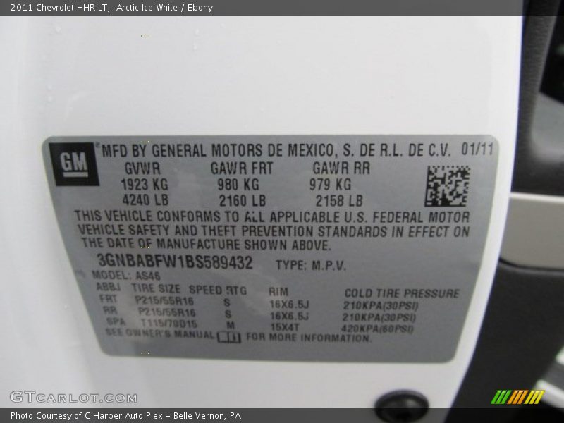 Arctic Ice White / Ebony 2011 Chevrolet HHR LT