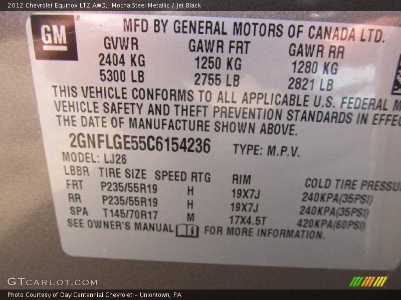 Mocha Steel Metallic / Jet Black 2012 Chevrolet Equinox LTZ AWD