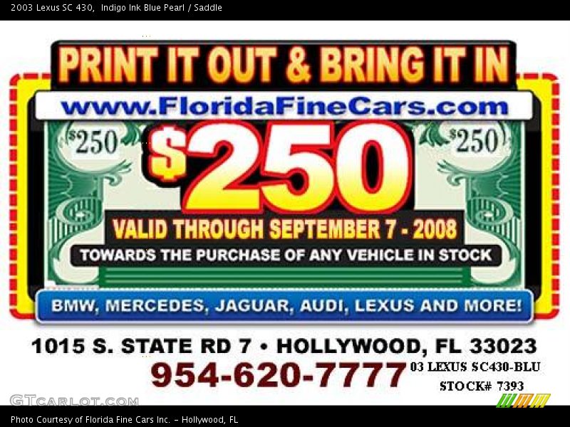 Indigo Ink Blue Pearl / Saddle 2003 Lexus SC 430