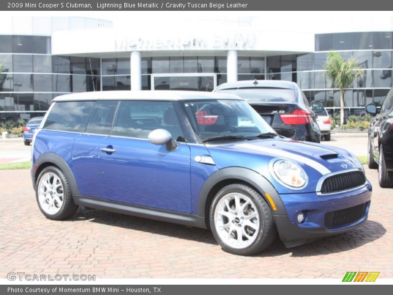 Lightning Blue Metallic / Gravity Tuscan Beige Leather 2009 Mini Cooper S Clubman