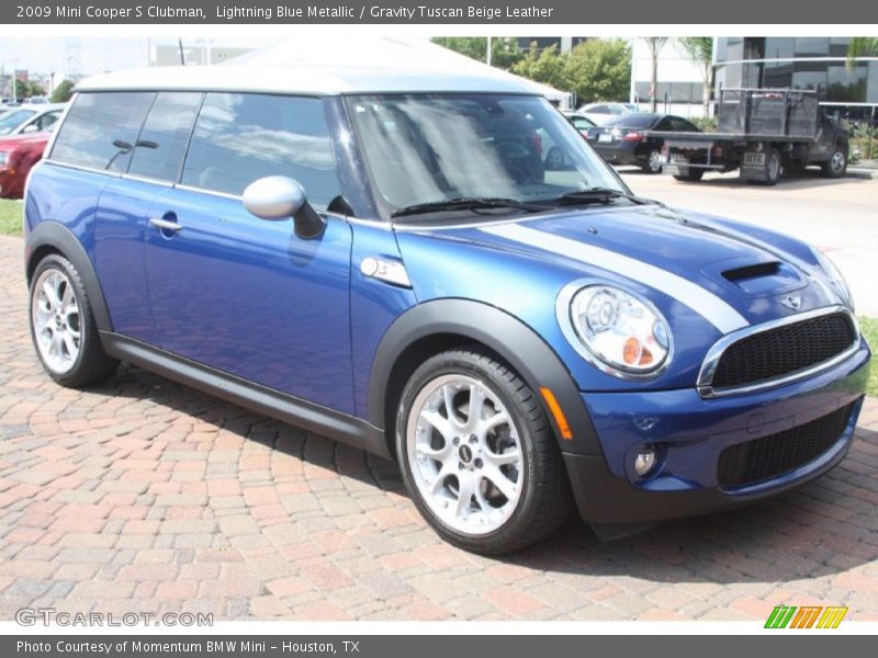 Lightning Blue Metallic / Gravity Tuscan Beige Leather 2009 Mini Cooper S Clubman