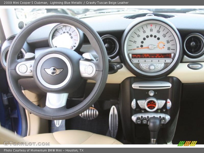 Lightning Blue Metallic / Gravity Tuscan Beige Leather 2009 Mini Cooper S Clubman
