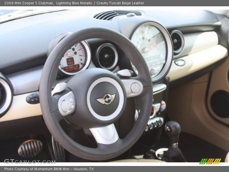 Lightning Blue Metallic / Gravity Tuscan Beige Leather 2009 Mini Cooper S Clubman