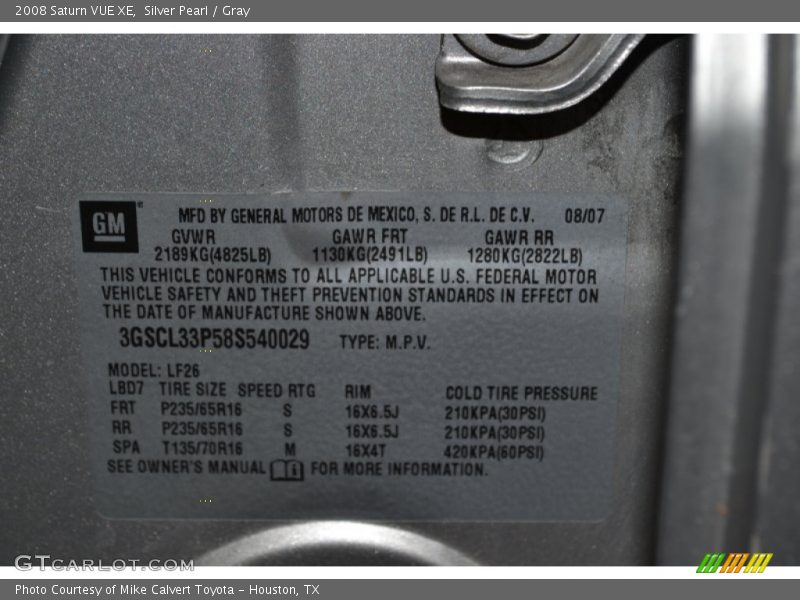 Silver Pearl / Gray 2008 Saturn VUE XE
