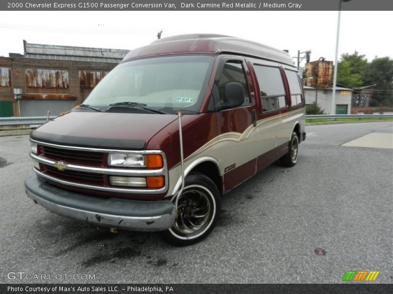 Dark Carmine Red Metallic / Medium Gray 2000 Chevrolet Express G1500 Passenger Conversion Van