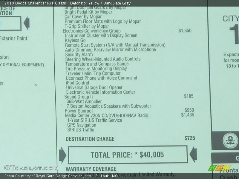 Detonator Yellow / Dark Slate Gray 2010 Dodge Challenger R/T Classic