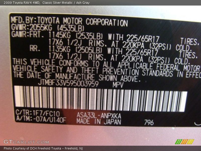Classic Silver Metallic / Ash Gray 2009 Toyota RAV4 4WD