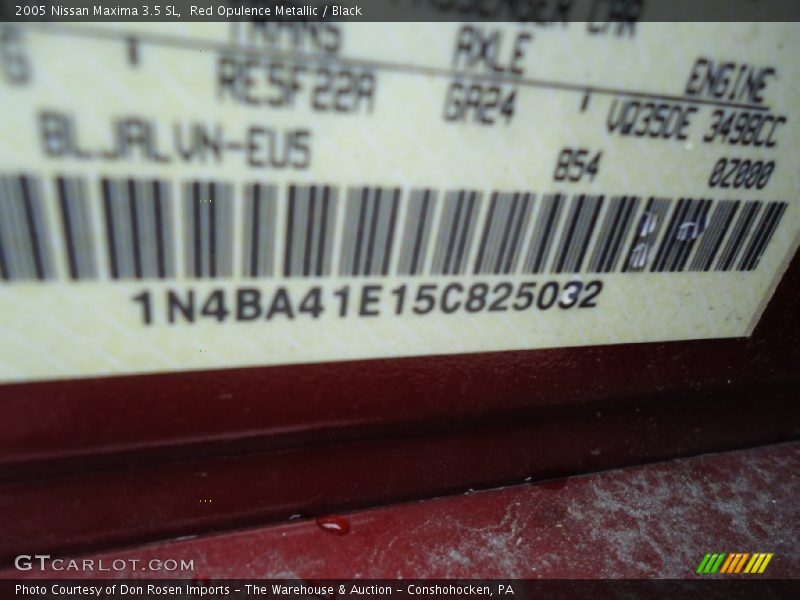 Red Opulence Metallic / Black 2005 Nissan Maxima 3.5 SL