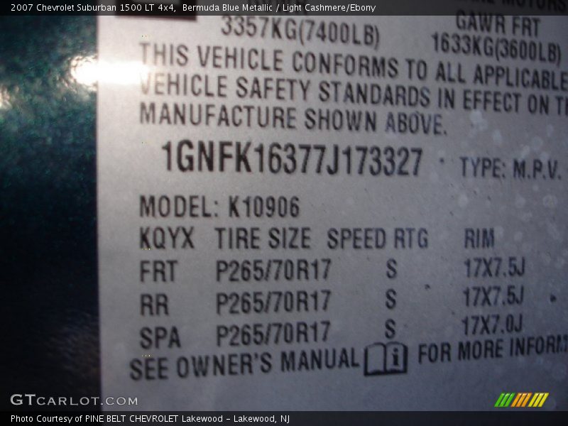 Bermuda Blue Metallic / Light Cashmere/Ebony 2007 Chevrolet Suburban 1500 LT 4x4