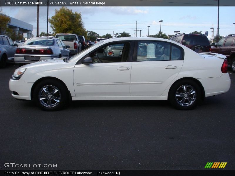 White / Neutral Beige 2005 Chevrolet Malibu LT V6 Sedan