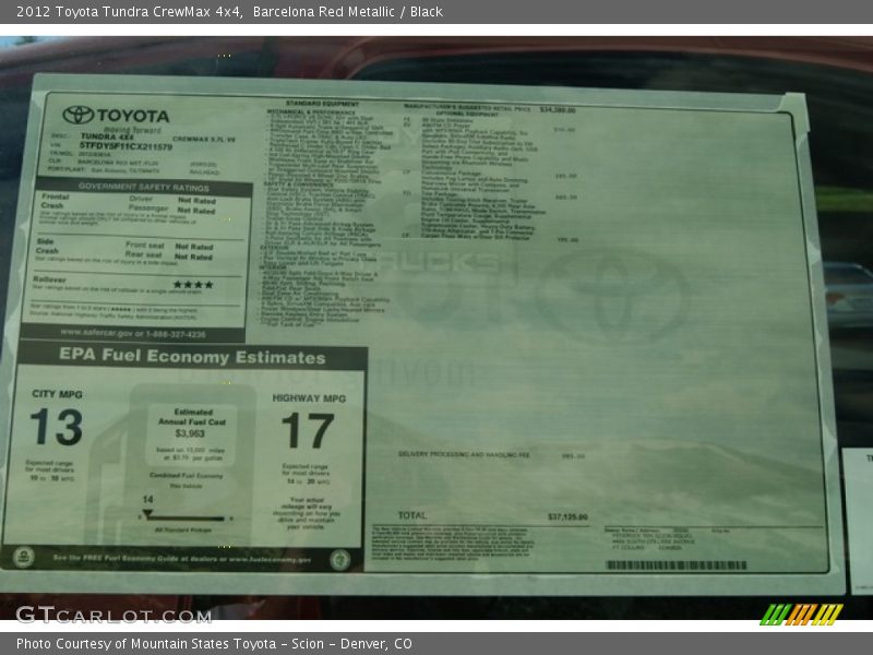 Barcelona Red Metallic / Black 2012 Toyota Tundra CrewMax 4x4