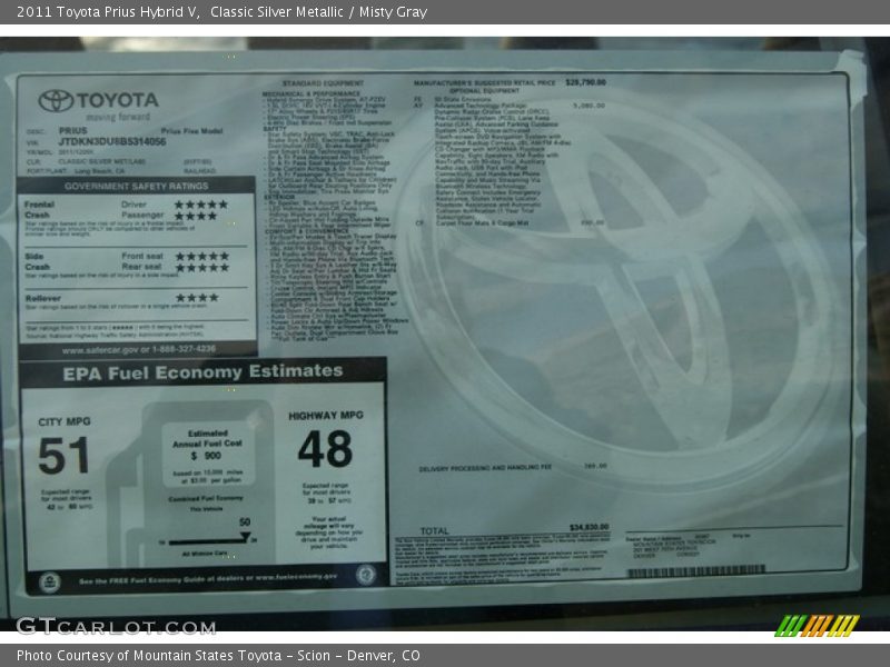 Classic Silver Metallic / Misty Gray 2011 Toyota Prius Hybrid V