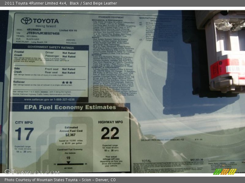 Black / Sand Beige Leather 2011 Toyota 4Runner Limited 4x4