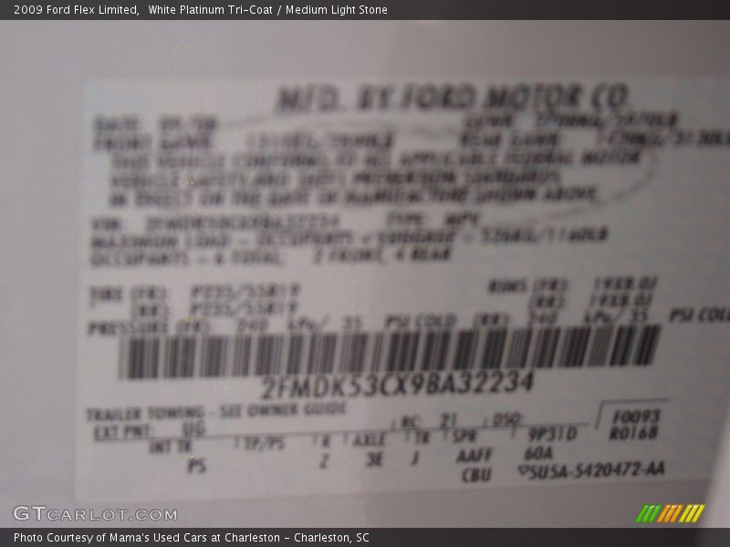 White Platinum Tri-Coat / Medium Light Stone 2009 Ford Flex Limited