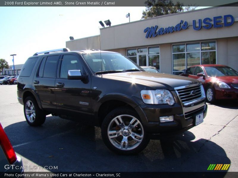 Stone Green Metallic / Camel 2008 Ford Explorer Limited AWD