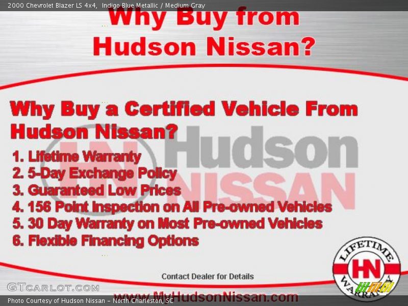 Indigo Blue Metallic / Medium Gray 2000 Chevrolet Blazer LS 4x4