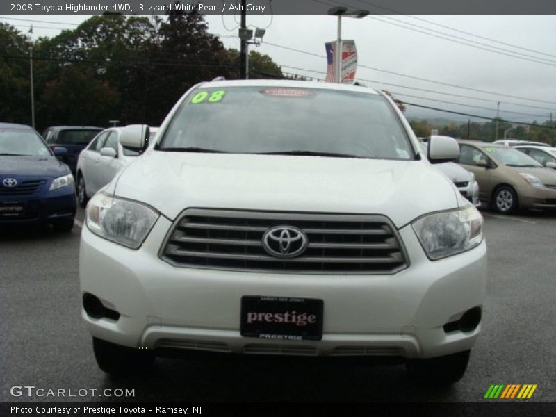 Blizzard White Pearl / Ash Gray 2008 Toyota Highlander 4WD