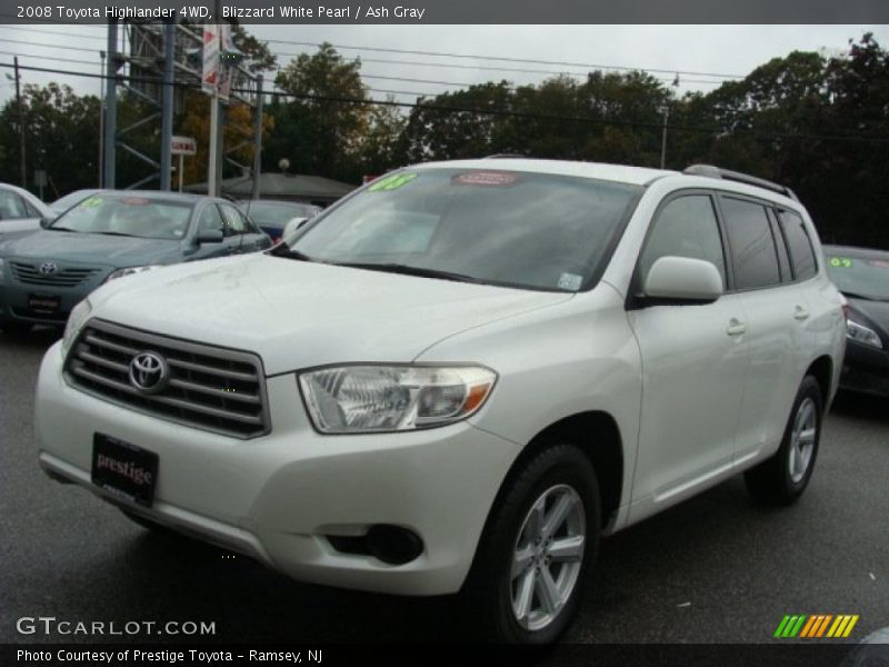 Blizzard White Pearl / Ash Gray 2008 Toyota Highlander 4WD