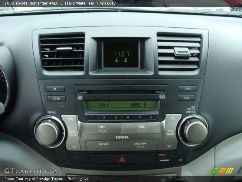 Blizzard White Pearl / Ash Gray 2008 Toyota Highlander 4WD