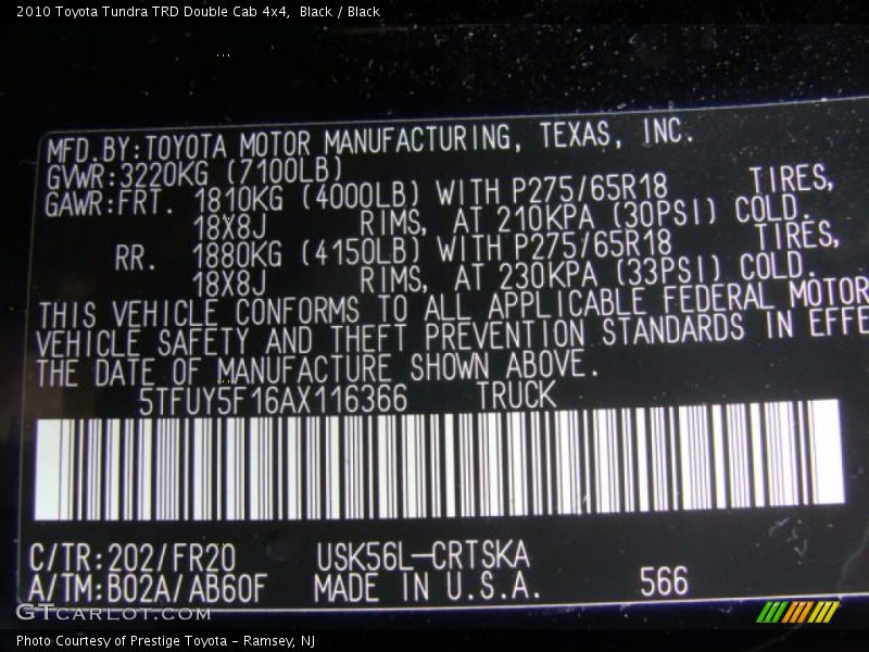 Black / Black 2010 Toyota Tundra TRD Double Cab 4x4