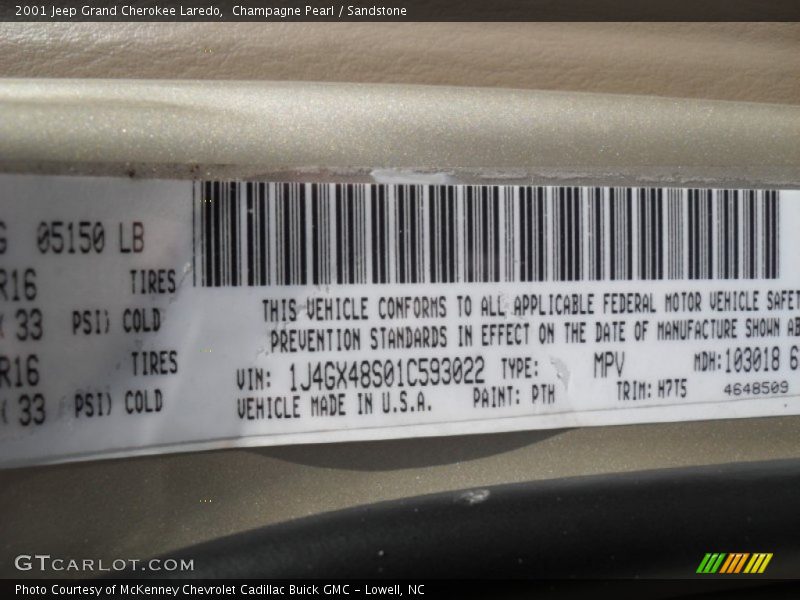 Champagne Pearl / Sandstone 2001 Jeep Grand Cherokee Laredo