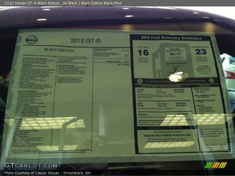  2012 GT-R Black Edition Window Sticker
