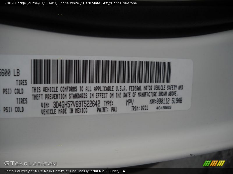 Stone White / Dark Slate Gray/Light Graystone 2009 Dodge Journey R/T AWD