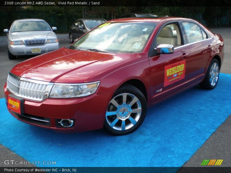 Vivid Red Metallic / Sand 2008 Lincoln MKZ AWD Sedan
