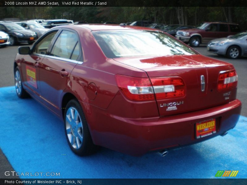 Vivid Red Metallic / Sand 2008 Lincoln MKZ AWD Sedan