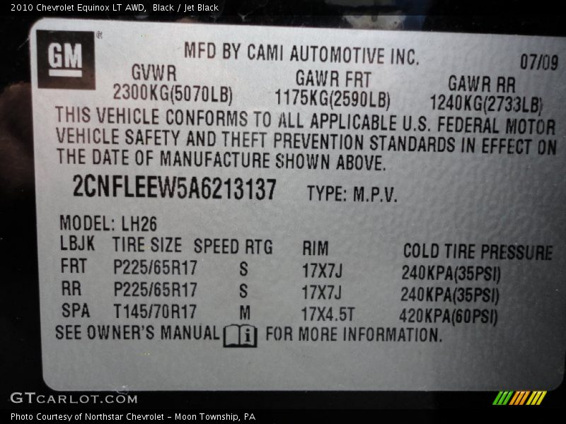 Black / Jet Black 2010 Chevrolet Equinox LT AWD